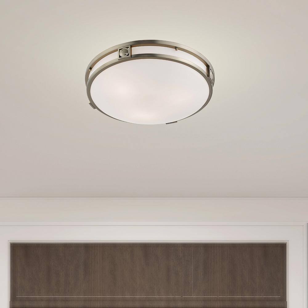 Titania Brushed Nickel 3-Light Flush Mount with Satin White Glass
