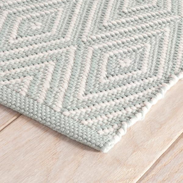Diamond Handwoven Light Blue/Ivory 8 ft. x 10 ft. Outdoor Area Rug