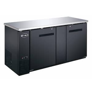69.25 in. W 23.3 cu. ft. Commercial Solid Door Under Back Bar Cooler Refrigerator in Stainless Steel with Black Finish