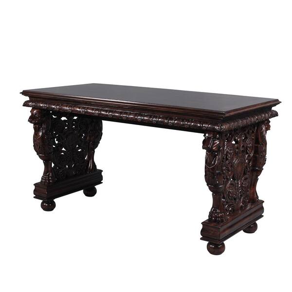 Effingham Gryphon 55 in. Brown Standard Rectangle Top Wood Library Table