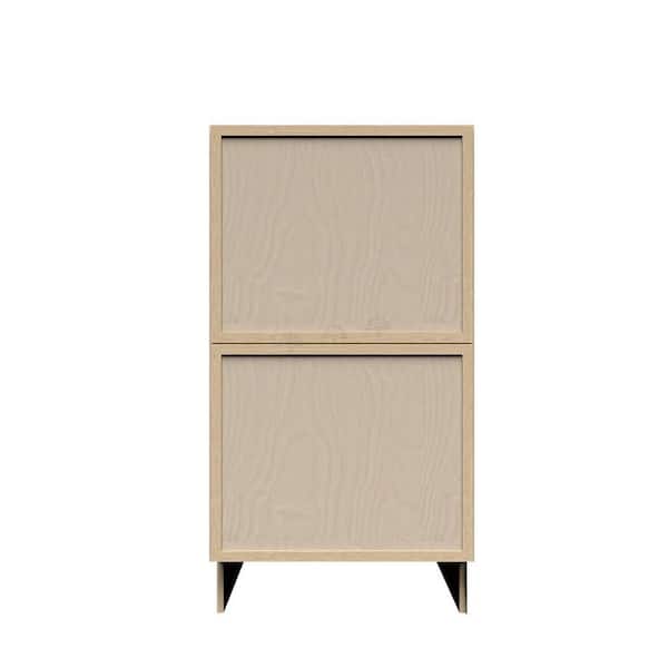 LIFEART CABINETRY Slim Shaker Assembled 18 in. W x 34.5 in. H x 24 in. D 2-Drawer Kitchen Cabinet in Natural Wood
