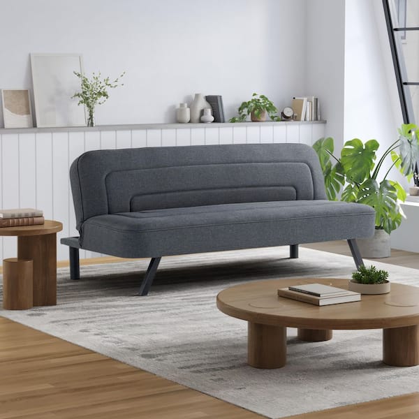 Findlay 66.1 in. Charcoal Polyester Twin Size Futon