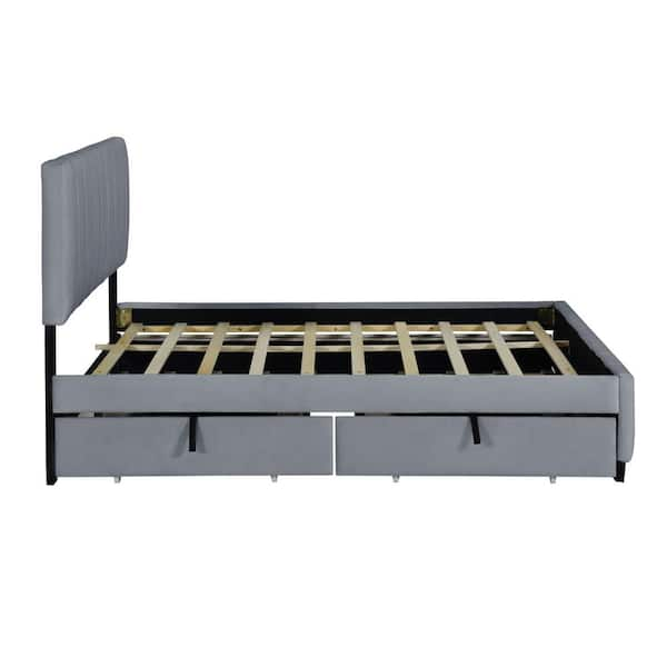 Tegan Queen Size Platform Bed With Trundle/Grey