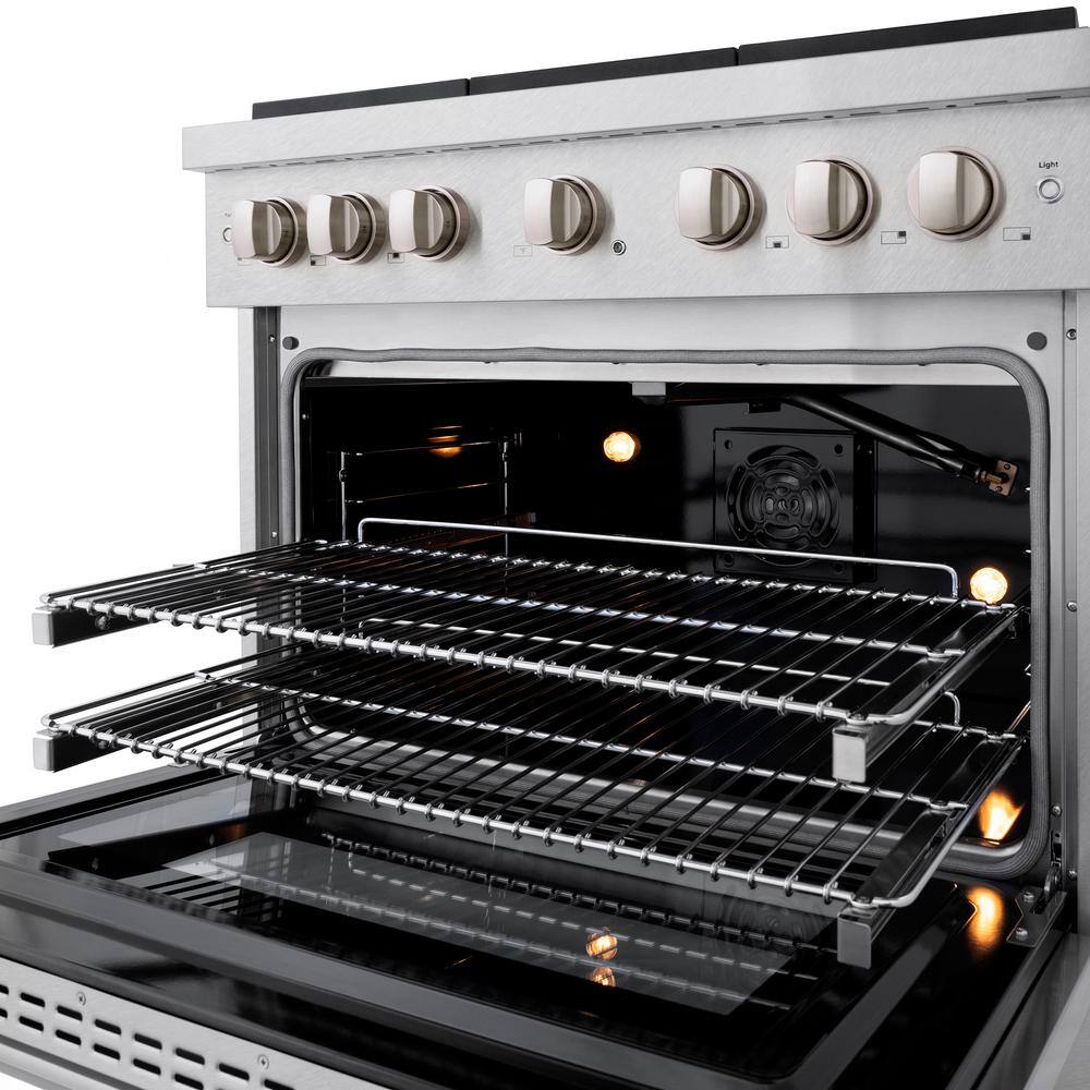 ZLINE 36" Stainless Steel Gas Range with Brass Burners and Convection Oven
