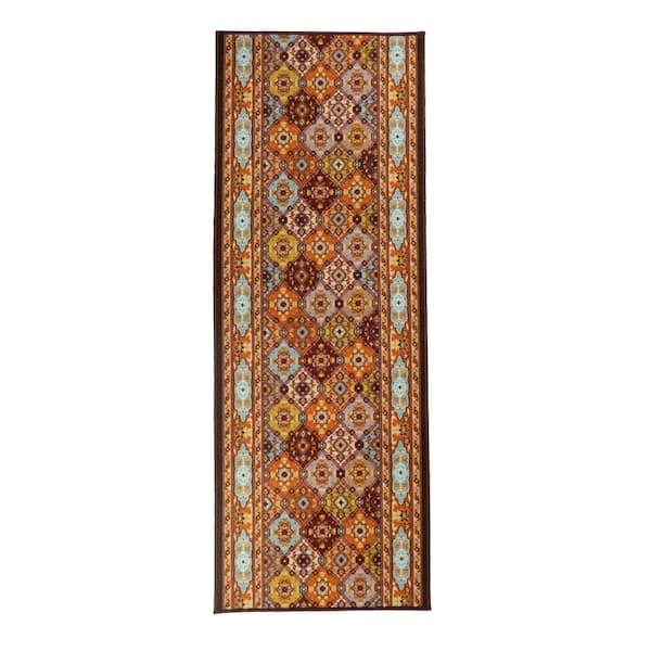 Bakhtiari Design Cut to Size Multicolor Color 36" Width x Your Choice Length Custom Size Slip Resistant Runner Rug