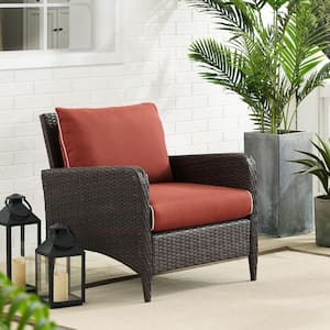 Kiawah Wicker Outdoor Lounge Chair with Sangria Cushions