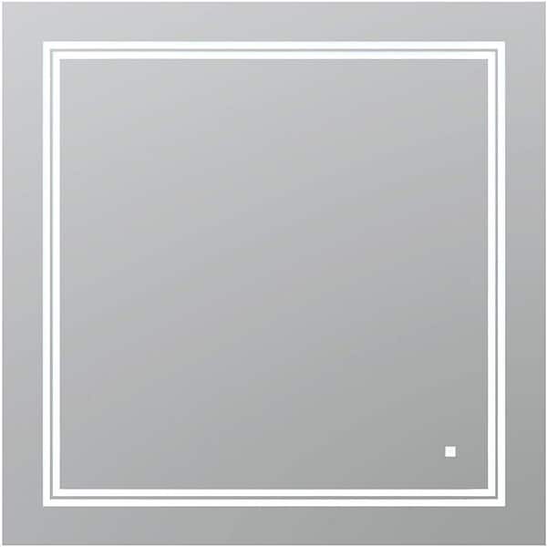 SOHO 36 in. W x 36 in. H Frameless Square LED Light Bathroom Vanity Mirror in Silver