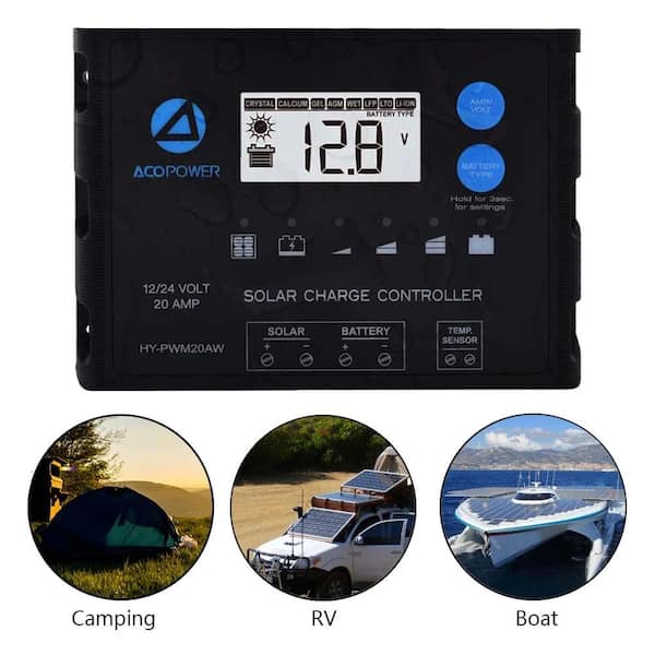 ProteusX 12-Volt/24-Volt 20 Amp PWM Waterproof Solar Charge Controller