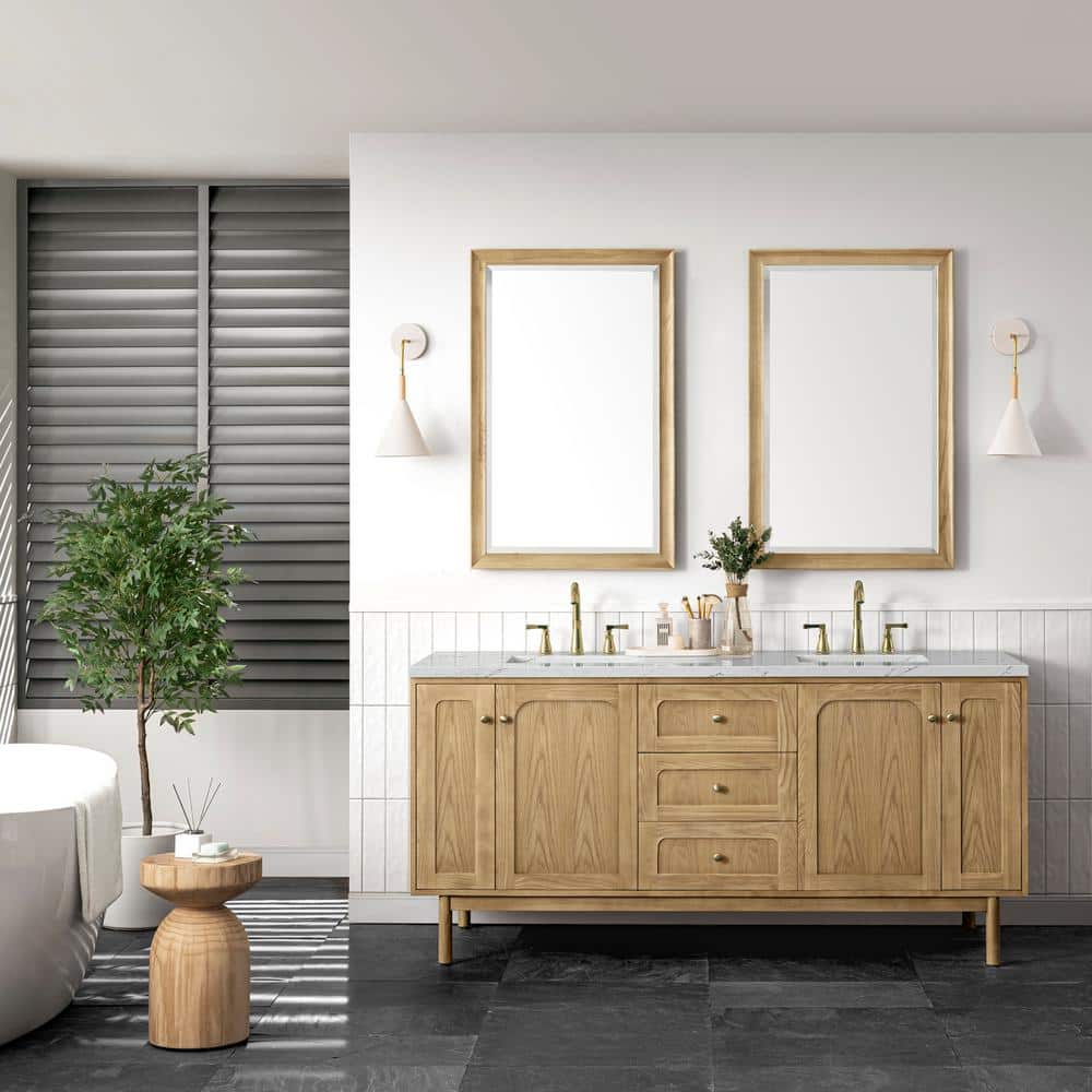 Laurent 72.0 in. W x 23.5 in. D x 34.2 in. H Bathroom Vanity in Light Natural Oak with Ethereal Noctis Quartz Top price history on PriceWatchPro