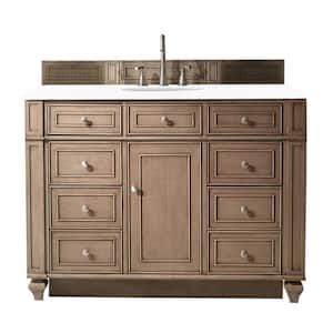 Bristol 48.0 in. W x 23.5 in. D x 34 in. H Bathroom Vanity in Whitewashed Walnut with White Zeus Quartz Top