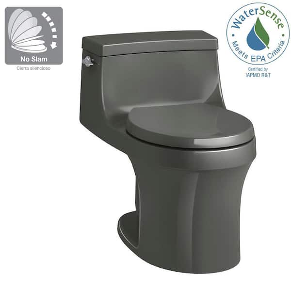 KOHLER San Souci 12 in. Rough In 1-Piece 1.28 GPF Single Flush Round Toilet in Thunder Grey Seat Included