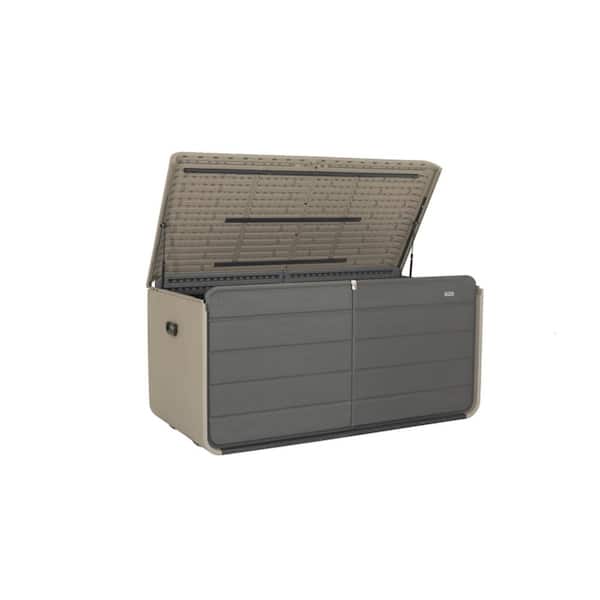 260 Gal. Resin Outdoor Storage Deck Box with Lockable Lid, Wheels & Handles in Gray