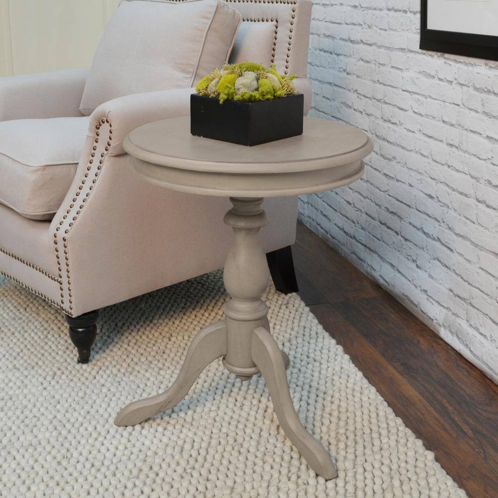 Weathered Gray Round Wood Accent Table