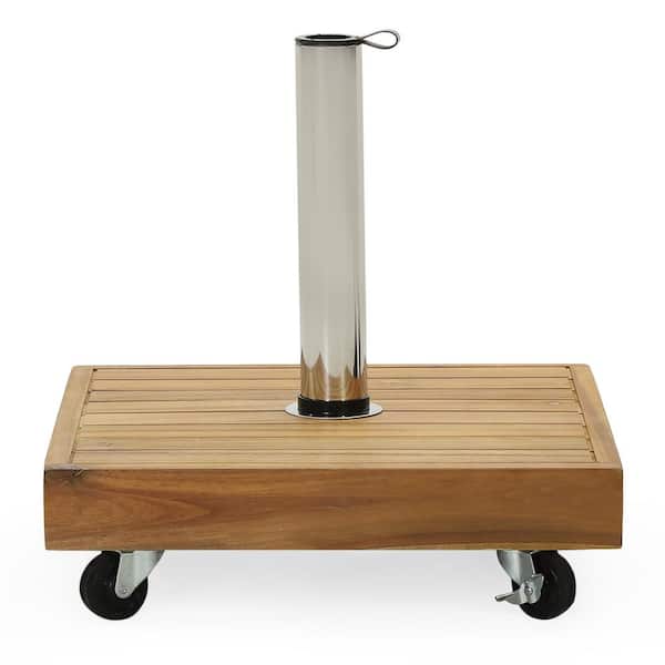 40 lbs. Patio Umbrella Base RALPH SQUARE with Wheels in Teak