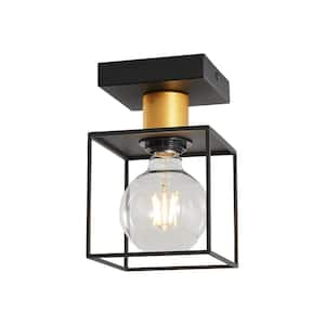 1-Light Modern Farmhouse Semi Flush Mount Chandelier, Dimmable Black Lighting Fixture, E26,60w, No Bulbs Include