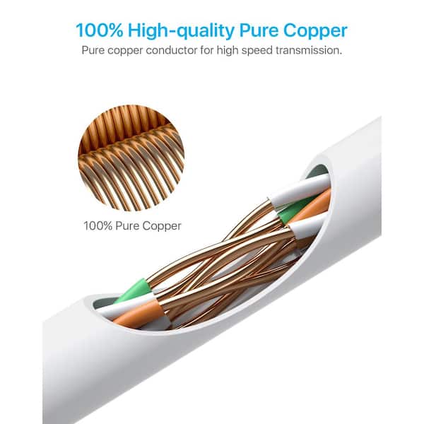 100ft Cat5e Ethernet Network Cable, for PoE Security Camera, PoE Switch, Internet Router, Computer