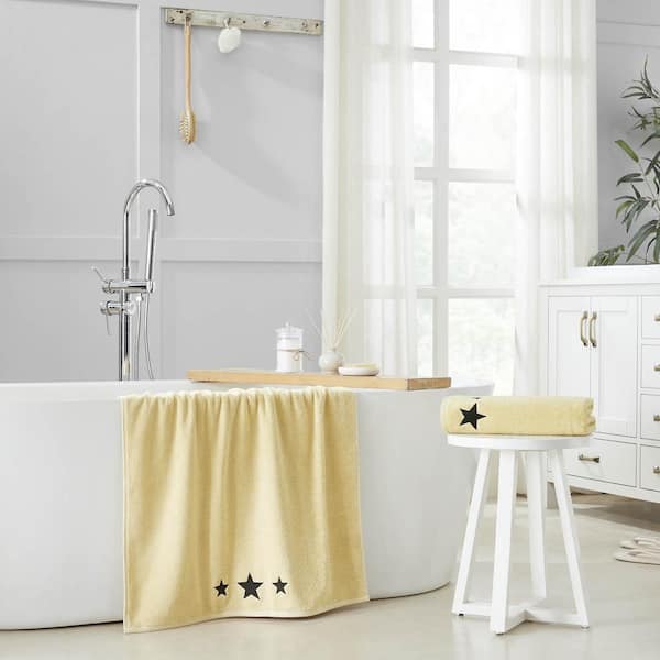 Black Stars Soybean Creme 100% Cotton Bath Towel (Set of 2)