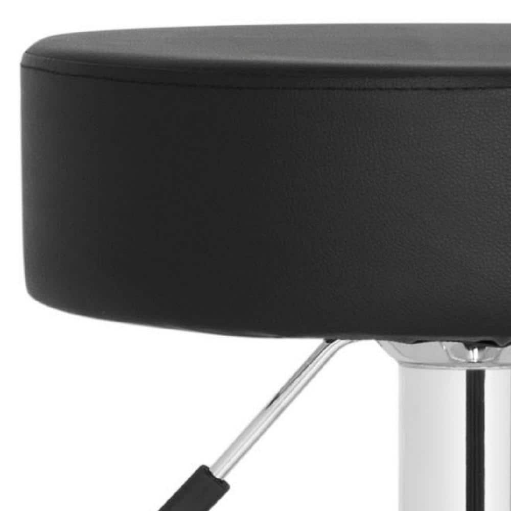 Adjustable Black Metal Swivel Backless Bar Stool