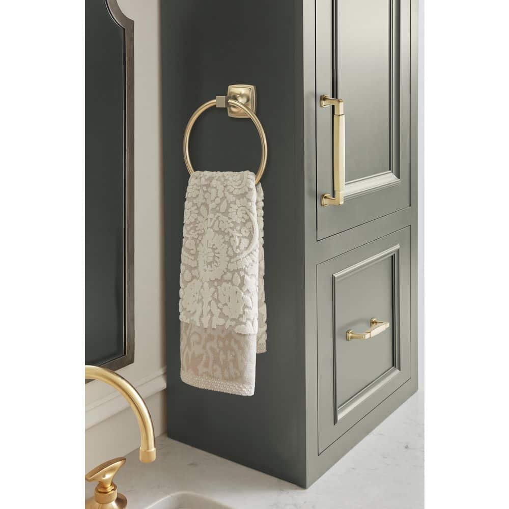 Golden Champagne Wall Mounted Towel Ring with Square Base