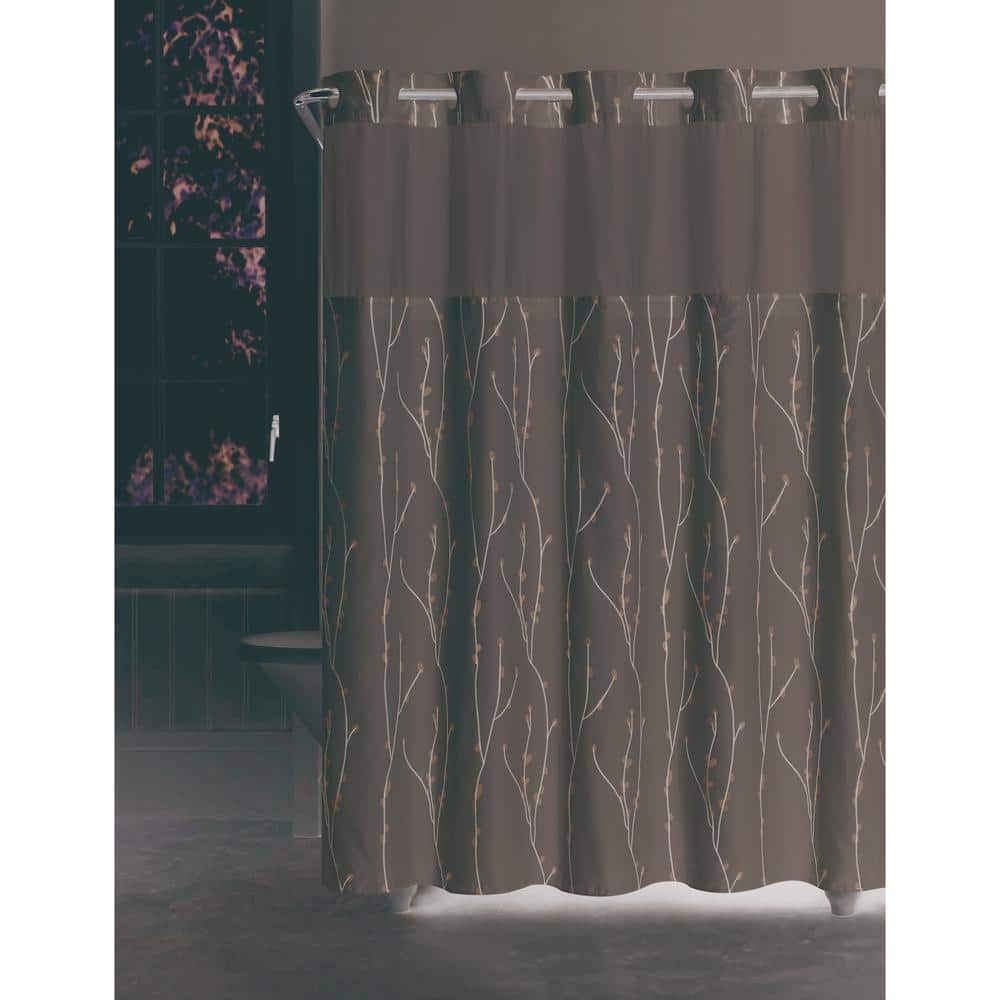 HOOKLESS Cherry Bloom 71 in. W x 74 in. L Polyester Shower Curtain in