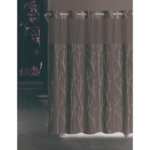 Cherry Bloom 71 in. W x 74 in. L Polyester Shower Curtain in White/Blue