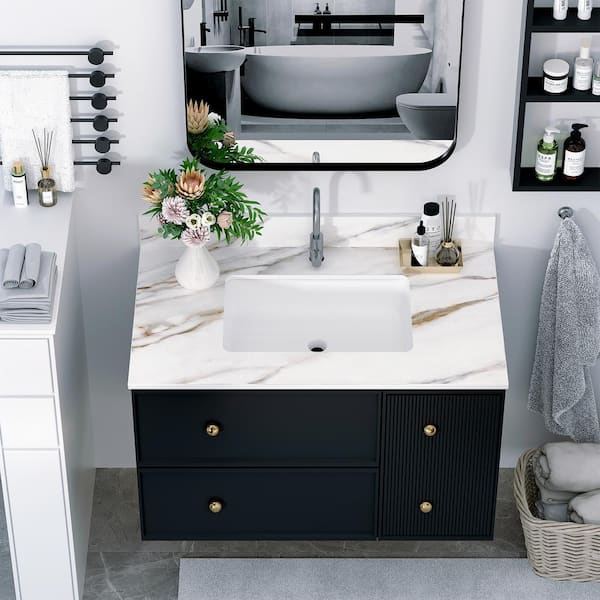 3.08 ft. L x 7.3 in. D Single Holes Engineered Composite Countertop in Carrara White with Polished Finish