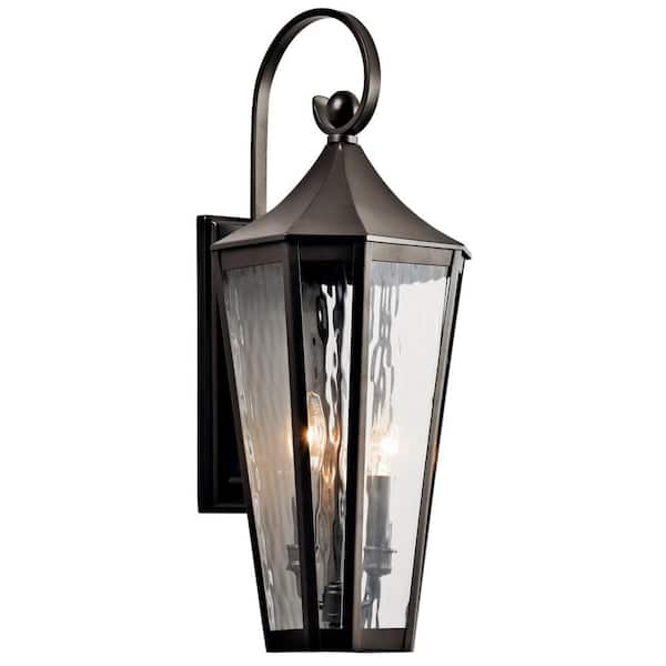 Rochdale 24.25 in. 2-Light Olde Bronze Outdoor Hardwired Wall Lantern Sconce with No Bulbs Included (1-Pack)