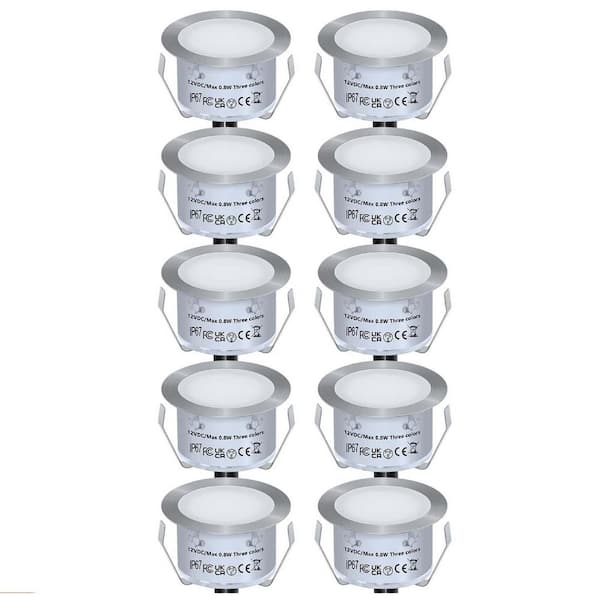 Unbranded 500 Lumen Warm Integrated LED Hardwired Stair Light w/Remote Warm White Recessed LED Deck Light Kits 12V IP67 (10-Pack)