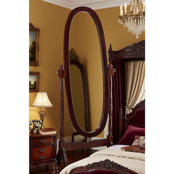 鏡 toowood oval mirror Cherry Red 23 in. W x 59 in. H Oval Wood Full Length Mirror