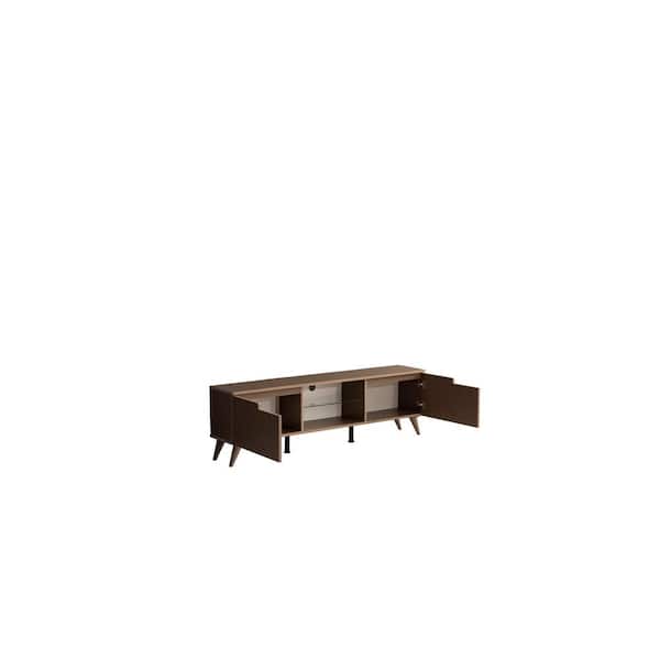 STICKON 67 in. Brown TV Stand with 0 Drawers Fits TV's up to 65 in. with 2 Cabinet