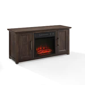 Camden Whitewash 48 in. Low Profile TV Stand with Fireplace Fits 50 in. TV with Cable Management