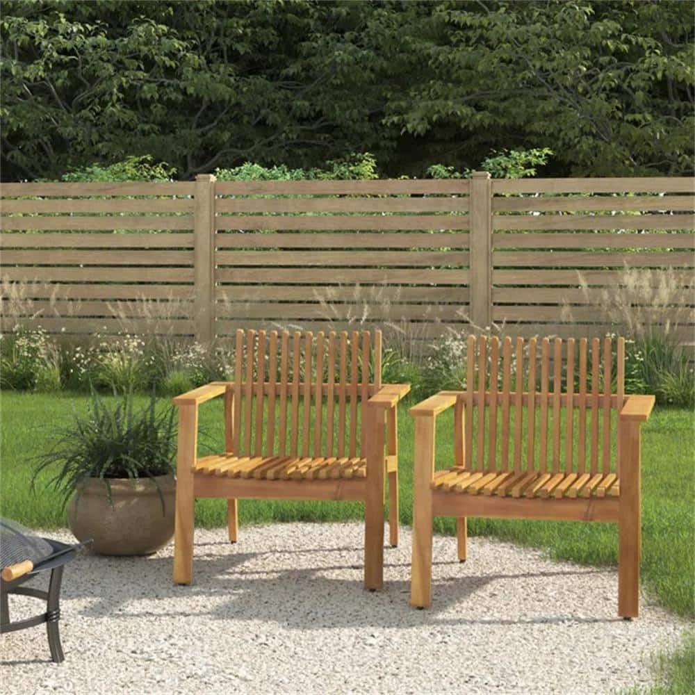 30 in. x 28 in. x 30.75 in. Outdoor Acacia Wood Slatted Club Chairs, Set of