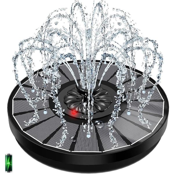 Solar Fountain w/ Innovative Battery Indicator and 2000mAh, 3.5W Glass Solar Water Pump for Bird Baths, Gardens, Ponds