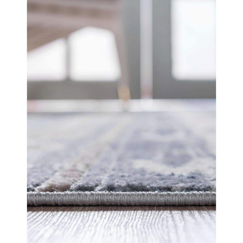 Navy Blue Geometric Synthetic 10' x 14' Rug