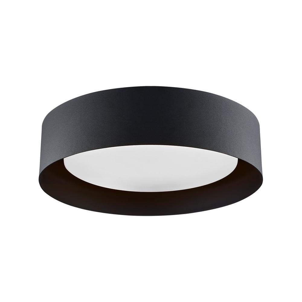 Marley 15.75 in. 3- Light Black Selectable LED Flush Mount Ceiling Fixture