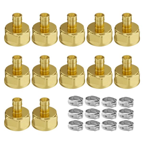 Pipe Fittings, 3/4 in. 12-Piece Brass Pipe Fittings, Clamp-style 3/4 NPT Pipe Connector Brass Air Fittings