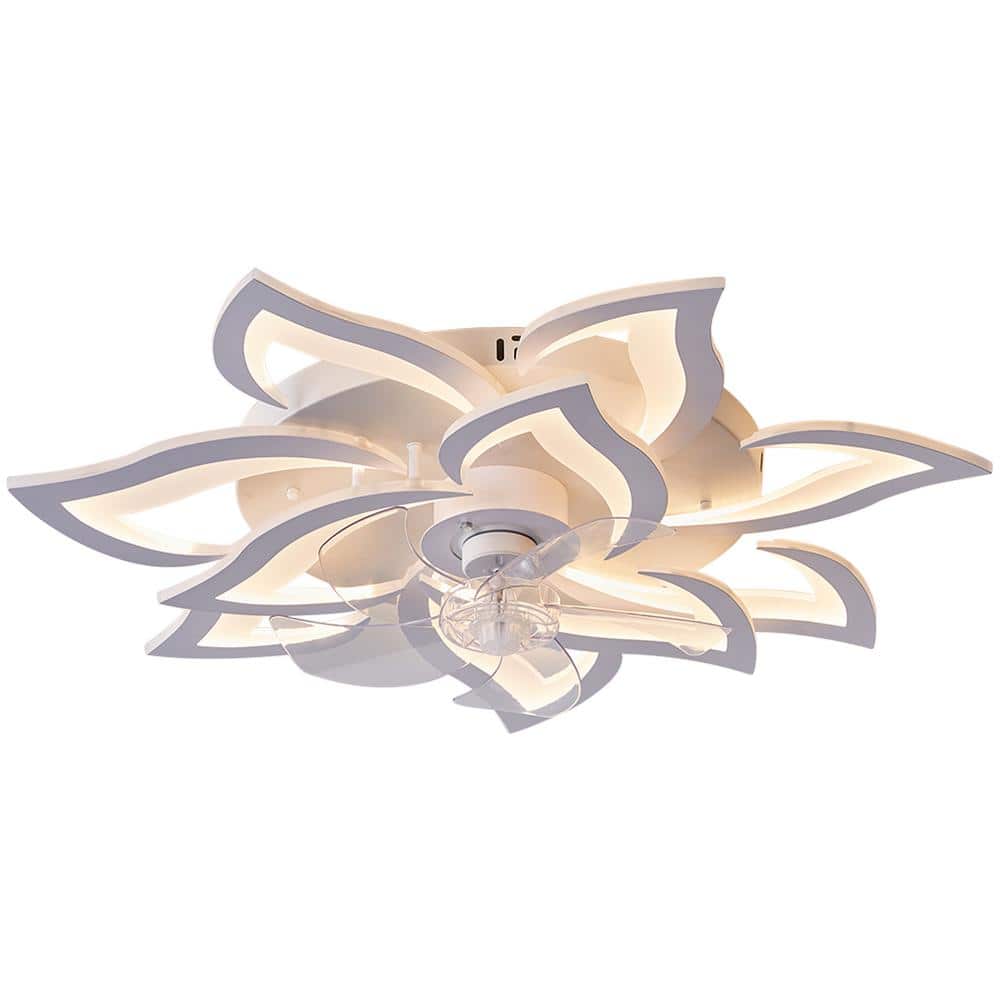 32 in. LED Indoor White Petaloid Smart Ceiling Fan with Remote and APP Cont