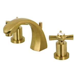 Millennium 8 in. Widespread 2-Handle Bathroom Faucets with Brass Pop-Up in Brushed Brass