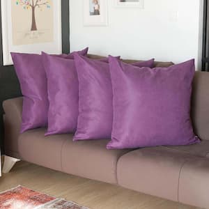 Honey Decorative Throw Pillow Cover Solid Color 26 in. x 26 in. Purple Square Euro Pillowcase Set of 4