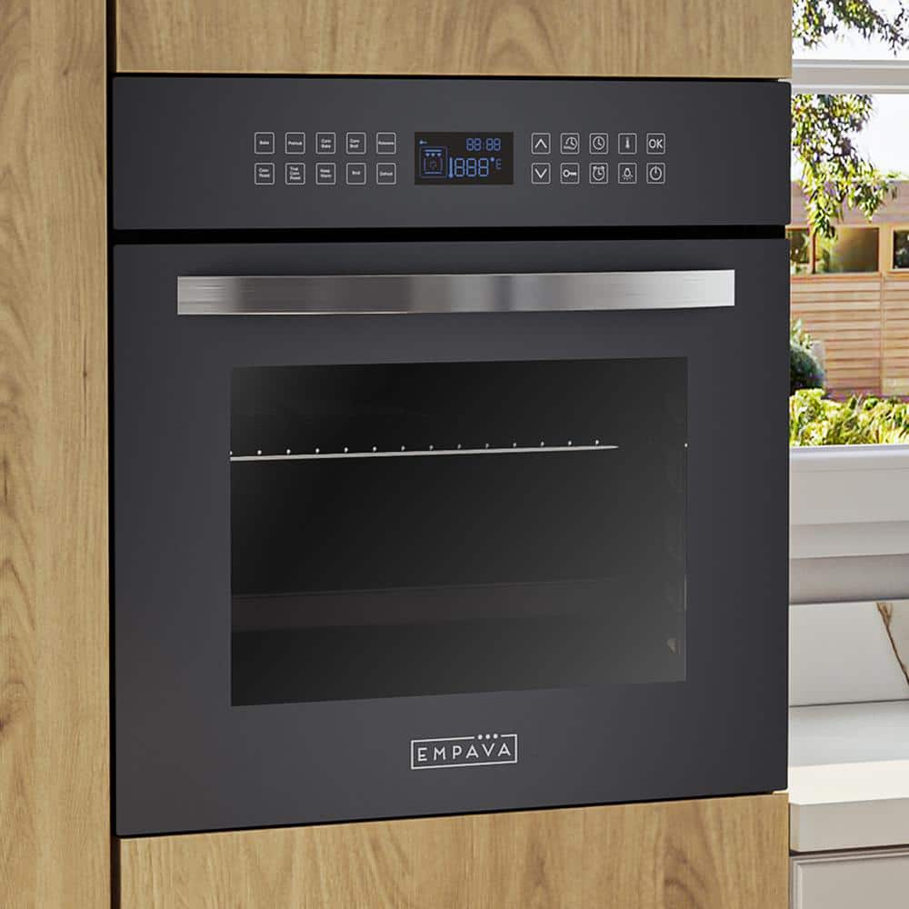 Empava 24 Inch Silver Mirror Glass Convection Wall Oven