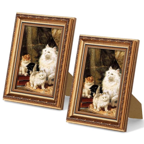 Ornate Vintage 4 x 6 Bronze Plastic Picture Frame for Wall Decor or Tabletop Display, (2 Pack)