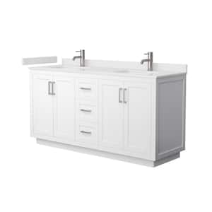 Miranda 66 in. W x 22 in. D x 33.75 in. H Double Bath Vanity in White with White Cultured Marble Top