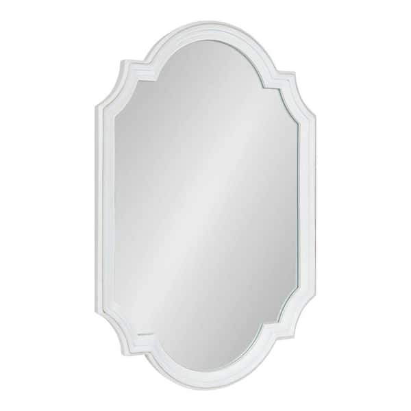 Kate and Laurel Fairbourne 24.00 in. W x 36.00 in. H Scalloped MDF White Framed Transitional Wall Mirror