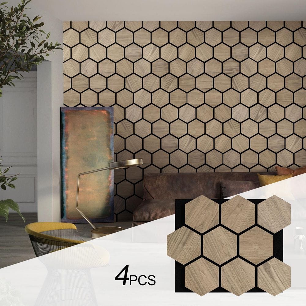 Owndeign 0.7 in. x 2 ft. x 2.5 ft. Natural Walnut Wood Acoustic