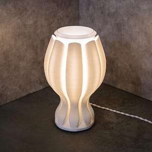 Flower 13 in. White Table Lamp Tropical Coastal Plant-Based PLA 3D Printed Dimmable LED