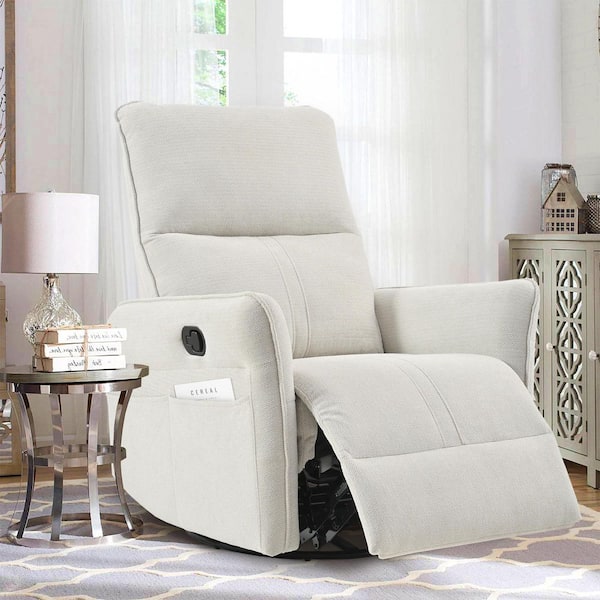 Merax Gray Polyester Upholstered Manual Rocking 360° Swivel RV Recliner Chair with 2 Pockets