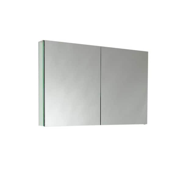 Senza 40 in. W x 26 in. H Rectangular Anodized Aluminum Medicine Cabinet with Mirror - Recessed or Surface-Mount