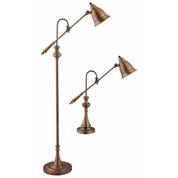 Filament Design Sonoma 59 in. Antique Brass Table and Floor Lamp Set