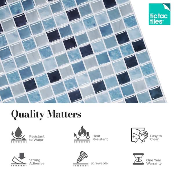 Tic Tac Tiles 10-sheets Square Sea Breeze 12 in. x 12 in. Peel and Stick  Self-Adhesive Mosaic Wall Tile Backsplash 10 sq.ft. / pack AHN-SQS52-10
