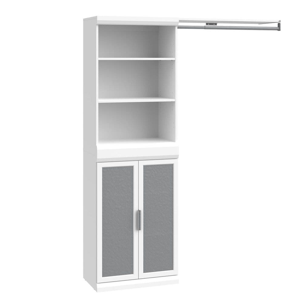 Mosaics 61.53 in. W White 7-Shelf 2-Door 1-Hang Rod Wood Closet System